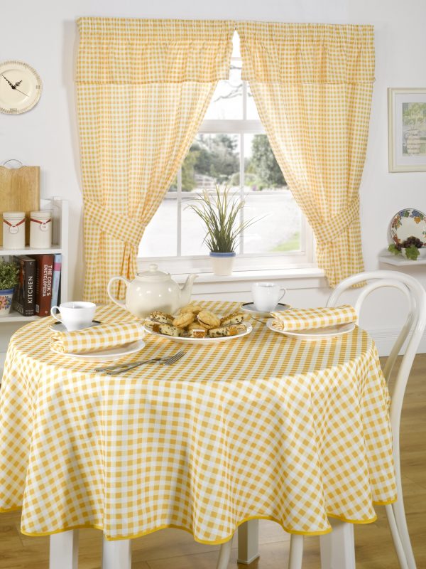 Yellow/Lemon Gingham/checked Tablecloth